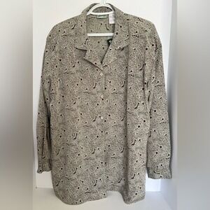 Penmans Plus Womens Paisley Print Button Up Long Sleeve Shirt Top Size 20W